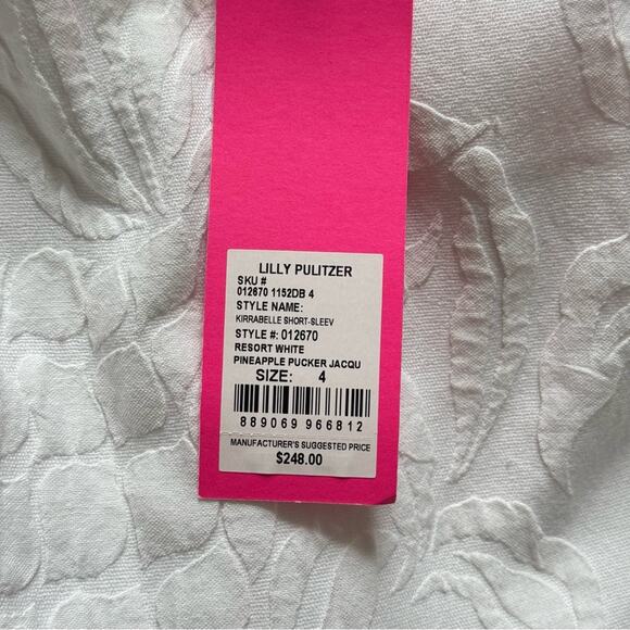 Lilly Pulitzer Kirrabelle Resort White Short Puff Sleeves Wide Leg Jumpsuit 4 - Picture 11 of 13